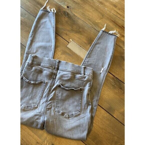 SPANX Women's Vintage Distressed Ankle Skinny Jeans Raw Hem Gray High Rise - Picture 4 of 4